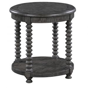 Crestview Collection - Pembroke Plantation Recycled Pine Distressed Grey Turned Leg Round End Table - CVFVR8034