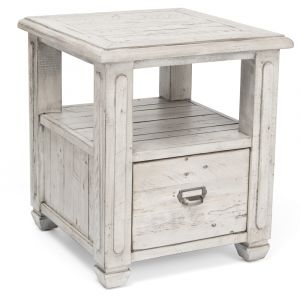 Crestview Collection - Pembroke Plantation Recycled Pine White Wash 1 Drawer Rectangle End Table - CVFVR8038