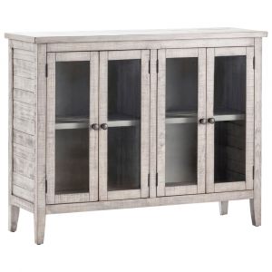Crestview Collection - Pembroke Plantation Recycled Pine White Wash 4 Door Tall Sideboard - CVFVR8030