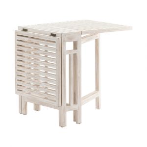 Crestview Collection - Savannah White Wash Gate Leg Small Folding Dining Table - CVFZR5068