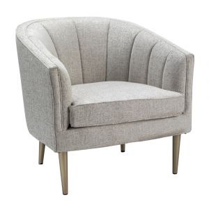 Crestview Collection - Sutton Metallic Leg and Champagne Linen Upholstered Channel Back Chair - CVFZR4509