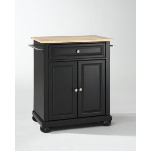 Crosley Furniture - Alexandria Natural Wood Top Portable Kitchen Island in Black Finish - KF30021ABK