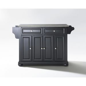 Crosley Furniture - Alexandria Stainless Steel Top Kitchen Island in Black Finish - KF30002ABK