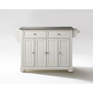 Crosley Furniture - Alexandria Stainless Steel Top Kitchen Island in White Finish - KF30002AWH