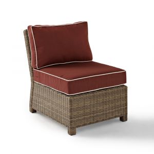 Crosley Furniture - Bradenton Outdoor Wicker Sectional Center Chair with Sangria Cushions - KO70017WB-SG