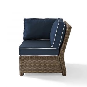 Crosley Furniture - Bradenton Outdoor Wicker Sectional Corner Chair with Navy Cushions - KO70018WB-NV