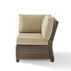 Crosley Furniture - Bradenton Outdoor Wicker Sectional Corner Chair with Sand Cushions - KO70018WB-SA