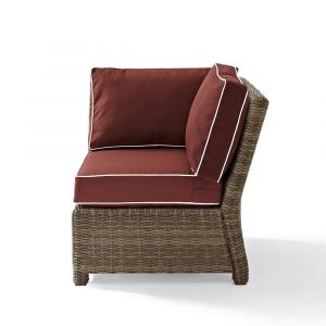 Crosley Furniture - Bradenton Outdoor Wicker Sectional Corner Chair with Sangria Cushions - KO70018WB-SG