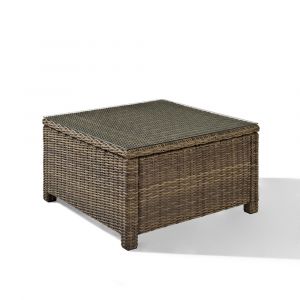 Crosley Furniture - Bradenton Outdoor Wicker Sectional Glass Top Coffee Table - CO7207-WB