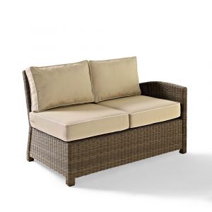 Crosley Furniture - Bradenton Outdoor Wicker Sectional Left Corner Loveseat with Sand Cushions - KO70016WB-SA