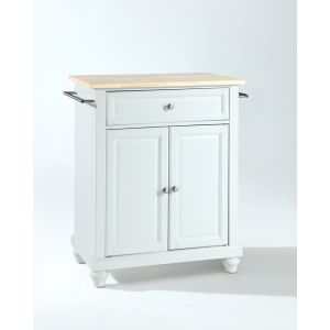Crosley Furniture - Cambridge Natural Wood Top Portable Kitchen Island in White Finish - KF30021DWH