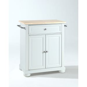 Crosley Furniture - Alexandria Natural Wood Top Portable Kitchen Island in White Finish - KF30021AWH