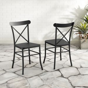 Crosley Furniture - Astrid 2Pc Indoor/Outdoor Metal Dining Chair Set Matte Black - 2 Chairs - CO6270-MB