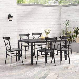 Crosley Furniture - Astrid 7Pc Outdoor Metal Dining Set Matte Black - Dining Table & 6 Chairs - KO70306MB