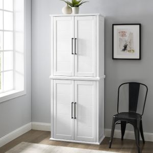 Crosley Furniture - Bartlett Tall Storage Pantry White - 2 Stackable Pantries - KF33021WH
