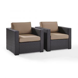 Crosley Furniture - Biscayne 2 Person Outdoor Wicker Seating Set in Mocha - Two Outdoor Wicker Chairs - KO70103BR-MO