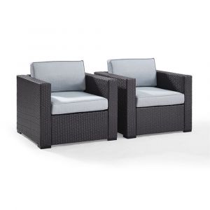 Crosley Furniture - Biscayne 2 Person Outdoor Wicker Seating Set in White - Two Outdoor Wicker Chairs - KO70103BR-WH
