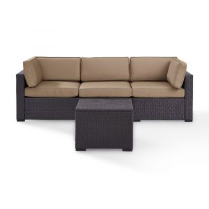 Crosley Furniture - Biscayne 3Pc Outdoor Wicker Sofa Set in Mocha - One Loveseat, One Corner & Coffee Table - KO70111BR-MO