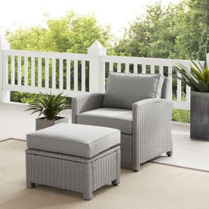 Crosley Furniture - Bradenton 2Pc Outdoor Wicker Armchair Set Gray - Armchair & Ottoman - KO70181GY-GY