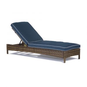 Crosley Furniture - Bradenton Chaise Lounge With Navy Cushions - KO70070WB-NV