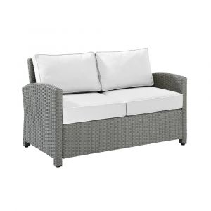 Crosley Furniture - Bradenton Outdoor Loveseat - Sunbrella White/Gray - KO70022GY-WH