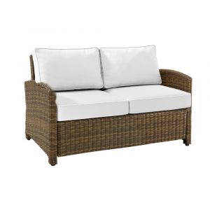 Crosley Furniture - Bradenton Outdoor Loveseat - Sunbrella White/Weathered Brown - KO70022WB-WH