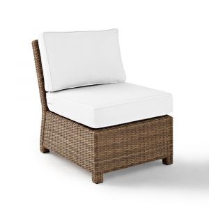 Crosley Furniture - Bradenton Outdoor Sectional Center Chair - Sunbrella White/Weathered Brown - KO70017WB-WH
