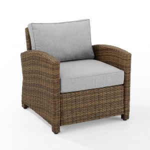 Crosley Furniture - Bradenton Outdoor Wicker Armchair Gray/Weathered Brown - KO70023WB-GY