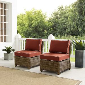 Crosley Furniture - Bradenton Outdoor Wicker Chair Set Sangria- Weathered Brown - (Set of 2) - KO70173WB-SG