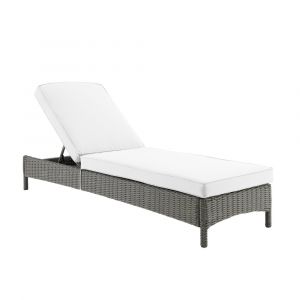 Crosley Furniture - Bradenton Outdoor Wicker Chaise Lounge - Sunbrella White/Gray - KO70070GY-WH