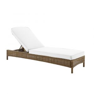 Crosley Furniture - Bradenton Outdoor Wicker Chaise Lounge - Sunbrella White/Weathered Brown - KO70070WB-WH