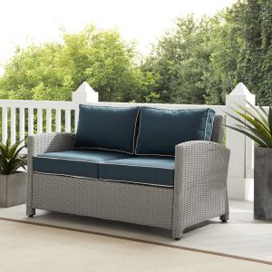 Crosley Furniture - Bradenton Outdoor Wicker Loveseat Navy/Gray - KO70022GY-NV