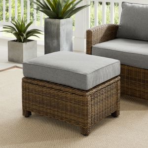 Crosley Furniture - Bradenton Outdoor Wicker Ottoman Gray /Weathered Brown - KO70014WB-GY