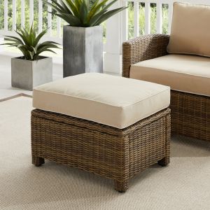 Crosley Furniture - Bradenton Outdoor Wicker Ottoman Sand /Weathered Brown - KO70014WB-SA