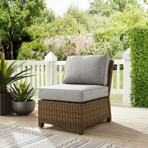 Crosley Furniture - Bradenton Outdoor Wicker Sectional Center Chair Gray/Weathered Brown - KO70017WB-GY