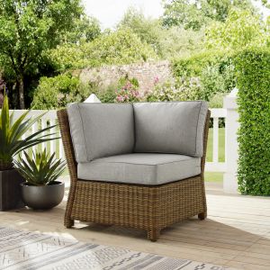 Crosley Furniture - Bradenton Outdoor Wicker Sectional Corner Chair Gray/Weathered Brown - KO70018WB-GY