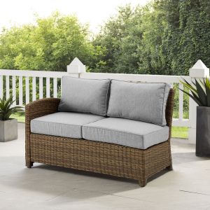 Crosley Furniture - Bradenton Outdoor Wicker Sectional Left Side Loveseat Gray/Weathered Brown - KO70016WB-GY