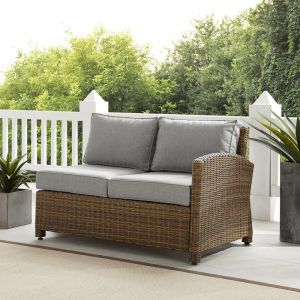 Crosley Furniture - Bradenton Outdoor Wicker Sectional Right Side Loveseat Gray/Weathered Brown - KO70015WB-GY