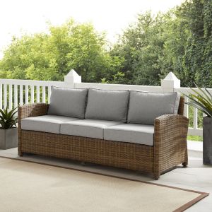 Crosley Furniture - Bradenton Outdoor Wicker Sofa Weathered Brown /Gray - KO70049WB-GY