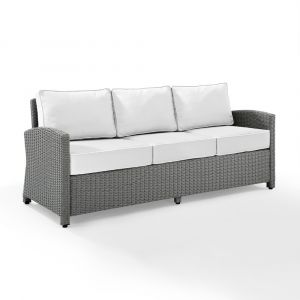 Crosley Furniture - Bradenton Outdoor Wicker Sofa - Sunbrella White/Gray - KO70049GY-WH_CLOSEOUT