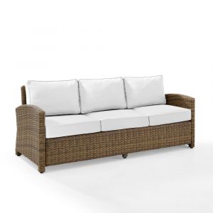 Crosley Furniture - Bradenton Outdoor Wicker Sofa - Sunbrella White/Weathered Brown - KO70049WB-WH
