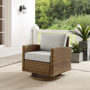Crosley Furniture - Bradenton Outdoor Wicker Swivel Rocker Chair Gray/Weathered Brown - KO70422WB-GY