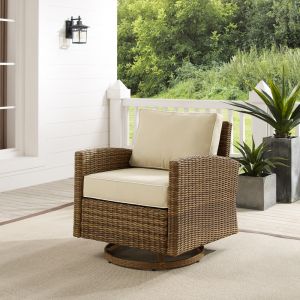 Crosley Furniture - Bradenton Outdoor Wicker Swivel Rocker Chair Sand/Weathered Brown - KO70422WB-SA