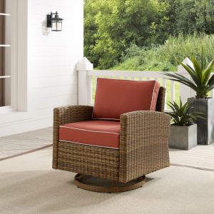 Crosley Furniture - Bradenton Outdoor Wicker Swivel Rocker Chair Sangria/Weathered Brown - KO70422WB-SG