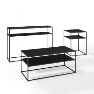 Crosley Furniture - Braxton 3 Piece Coffee Table Set Matte Black - Coffee Table, Console Table, & End Table - KF14005MB