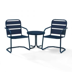 Crosley Furniture - Brighton 3 Piece Outdoor Chat Set Navy - 2 Chairs, Side Table - KO10013NV
