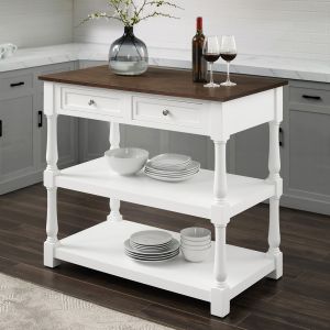 Crosley Furniture Caitlyn Wood Top Kitchen Island White/Dark Brown - CF3037BR-WH