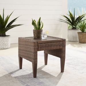 Crosley Furniture - Capella Outdoor Wicker Side Table Brown - CO7280-BR_CLOSEOUT