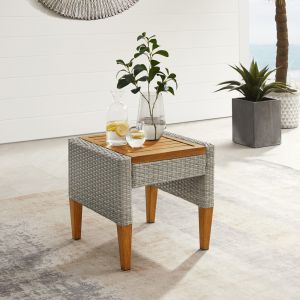 Crosley Furniture - Capella Outdoor Wicker Side Table Gray/Acorn - CO7280-GY_CLOSEOUT