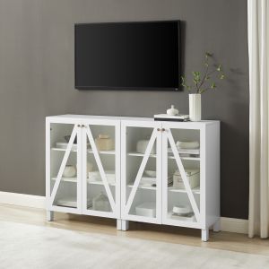 Crosley Furniture Cassai 2Pc Media Storage Cabinet Set White - 2 Storage Pantries - KF13133WH